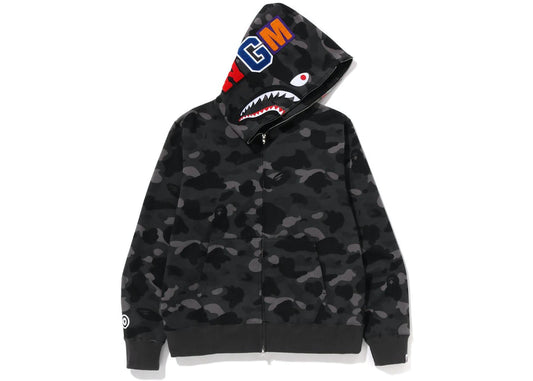 BAPE COLOR CAMO SHARK FULL ZIP HOODIE "BLACK"