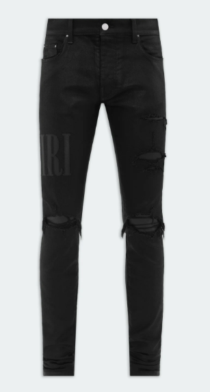 AMIRI JEAN BLACK LEATHER STITCH