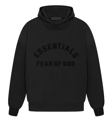 ESSENTIALS ARCH LOGO HOODIE "JET BLACK"