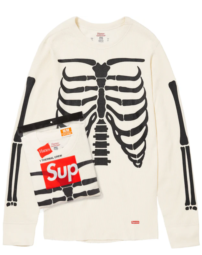 SUPREME X HANES BONES THERMAL CREW NATURAL