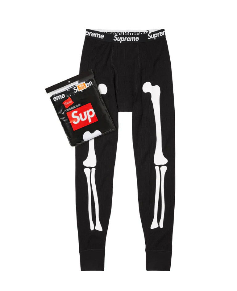 SUPREME X HANES BONES THERMAL PANT BLACK