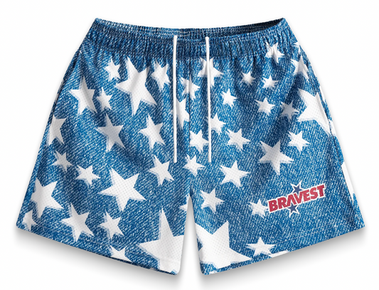 BRAVEST STUDIOS DENIM STAR SHORTS